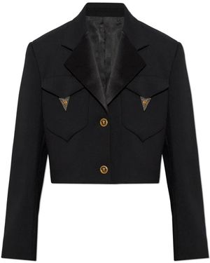 Versace Jassen ,Zwart ,Wol Wool Crop Blazer