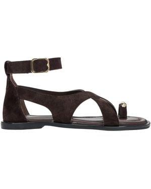 ESTRO Veloursandalen Mit Goldenem Zehenring - Braun