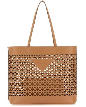 Prada Geometric Cutout Tote Bag - Braun