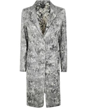 Avant Toi Camouflage Rever Neck Micro Mat Stitch Duster Met Laminering - Grijs
