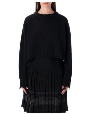 Low Classic Truien & Vesten ,Zwart ,Wol Damaged Cropped Pullover