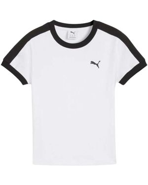 PUMA Tops ,Wit ,Katoen T7 Slim Tee - Zwart