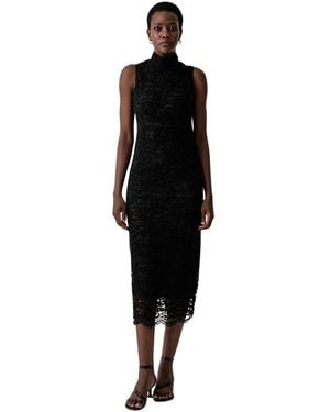 Twinset Lace Mouwloze Midi Jurk - Zwart