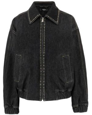 Versace Denim Blouson Met Versieringen - Zwart