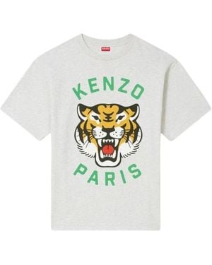 KENZO Lucky Tiger Print Oversize T-Shirt - Weiß