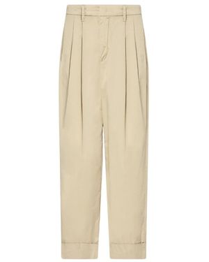 Peuterey Broeken ,Katoen Poplin Broek Met Hoge Taille - Naturel