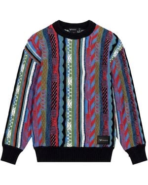 carlo colucci Jacquard Gebreide Trui - Blauw