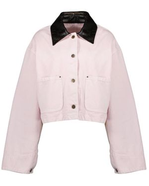 Prada Jassen ,Roze ,Katoen Triangle Patch Cotton Jacket