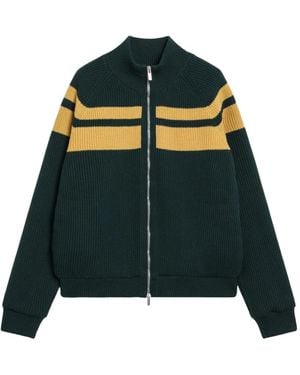 Miu Miu Gestreifter Reißverschluss-Strickjacke - Grün