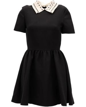 Valentino Garavani Geborduurde Crepe Couture Korte Jurk - Zwart