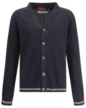 Gucci Klassischer V-Ausschnitt Baumwoll-Cardigan - Blau