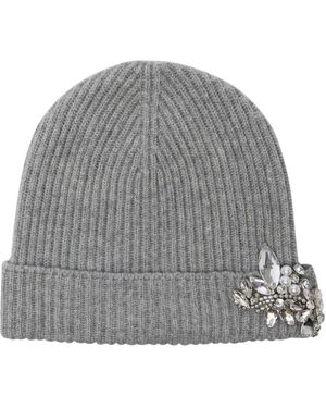 Erdem Kaschmir beanie mit dekorativen steinen - Grau