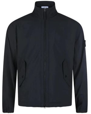 Stone Island Jassen ,Zwart ,Polyester Light Soft Shell-R Jas - Blauw