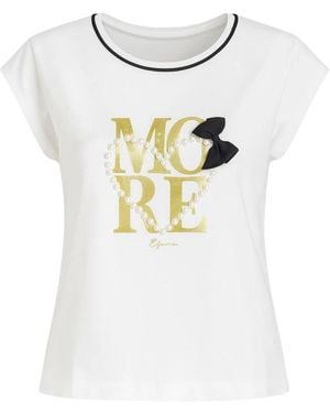 Clips Tops ,Wit ,Witte T-Shirt Met Glamour Touch