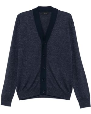 Brioni Truien & Vesten ,Blauw ,Wol V-Hals Cardigan Met Knopen
