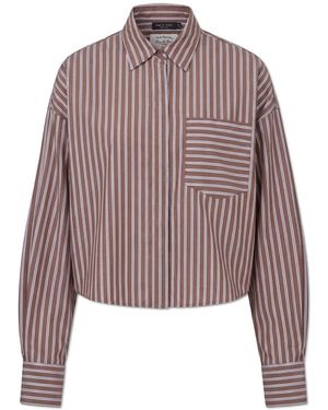 Rag & Bone Overhemden ,Bruin ,Katoen Marin Cropped Gestreept Shirt