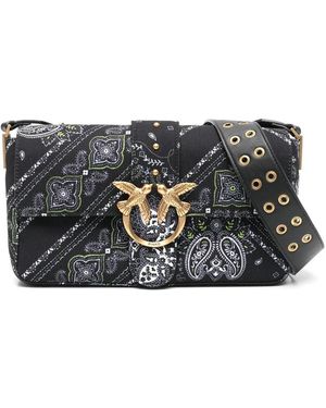 Pinko Schwarze Umhängetasche Mit Klappdeckel Und Tasche