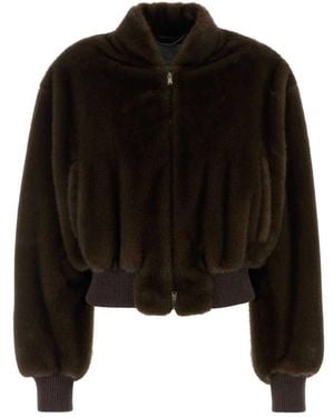 Stella McCartney Jassen ,Bruin ,Plush Mink Bomberjack - Zwart