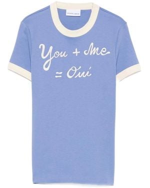Maison Labiche Blaues Baumwoll T-Shirt Mit Gesticktem Rundhalsausschnitt