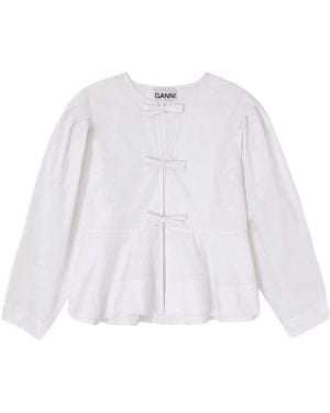 Ganni Overhemden ,Wit ,Katoen Katoenen Poplin Peplum Blouse