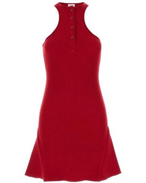 Courreges Rippstrick-Neckholder-Kleid - Rot