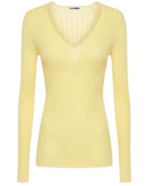 Jil Sander V-Neck Knitwear - Giallo