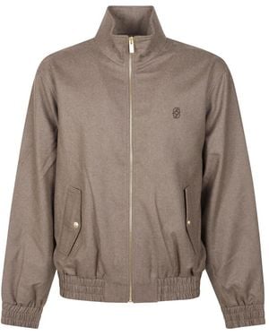 Drole de Monsieur Jassen ,Bruin ,Wol Geborduurde Flanellen Track Jacket