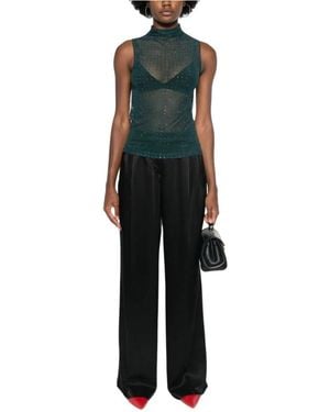 Pinko Tops ,Groen ,Nylon Laruns Volledig Mesh Top - Zwart