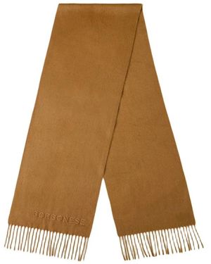 Borbonese Sjaal Met Logo En Franjes - Bruin