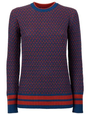 Gallo Wo blue crew-neck with two-tone motif - Viola