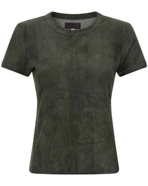 Stouls Tops ,Grijs ,Katoen 05 Stretch-Leder T-Shirt - Groen