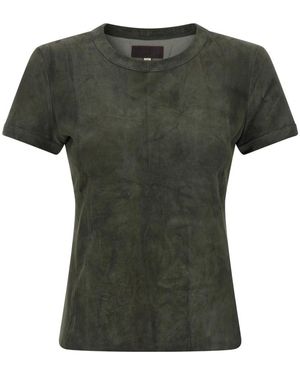 Stouls Tops ,Grijs ,Katoen 05 Stretch-Leder T-Shirt - Groen
