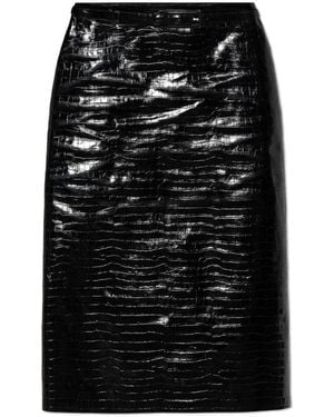 Tom Ford Exotisch Geprinte Kalfsleren Kokerrok Met Riemdetail - Zwart