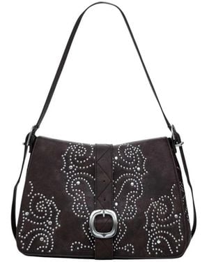 Desigual Braune Damen Schultertasche Mit Taschen - Schwarz