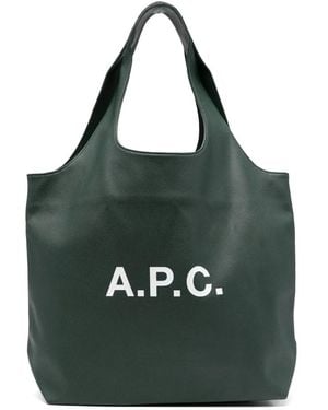 A.P.C. Grüne Tote Tasche Mit Logodruck