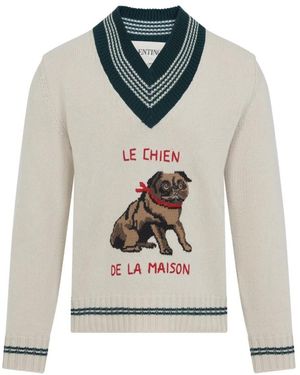 Valentino V-Neck Knitwear - Grey