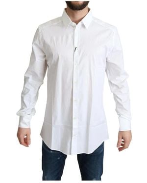 Dolce & Gabbana Wit 100% Katoenen Herenjurk Formeel Overhemd