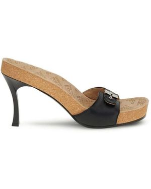 Balenciaga Black Calf Leather Bos Taurus Stiletto Heel Sandals - Natural