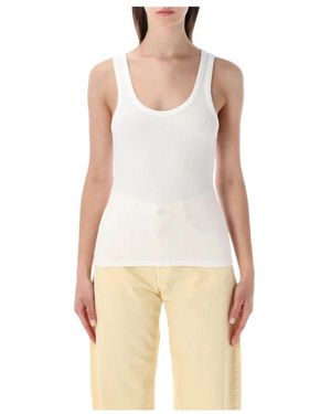 COLORFUL STANDARD Tops ,Wit ,Katoen Ribbed Cotton Tank Top - Naturel