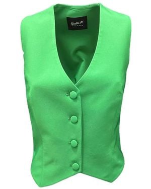 Giulia N Couture Sleeveless Tops - Green
