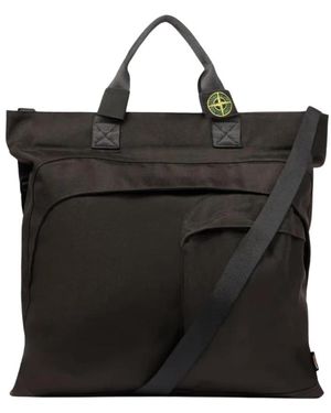 Stone Island Gris Tote Bag - Schwarz