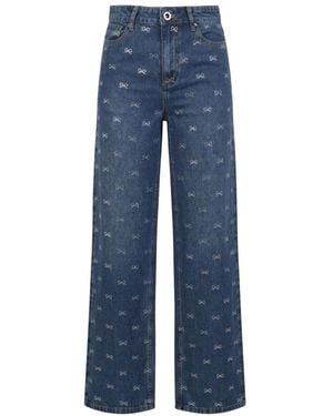 Self-Portrait Wide Jeans - Azul