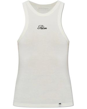 Palm Angels Tops ,Wit ,Katoen Mouwloze Top