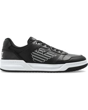 EA7 Schoenen ,Zwart ,Leer Sportschoenen Met Logo