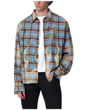 Amiri Ma Quad Bleached Flannel Shirt - Blau