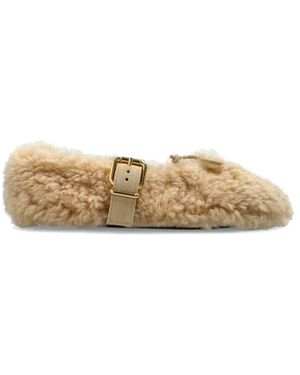 Marni Schoenen ,Leer Futrzane Ballerina's - Naturel