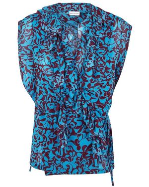 Dries Van Noten Bloes Met Bloemenprint En Ruches - Blauw