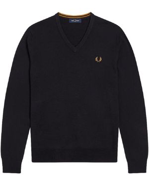 Fred Perry Truien & Vesten ,Blauw ,Katoen Merino V-Neck Trui