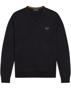 Fred Perry V-Neck Knitwear - Blue