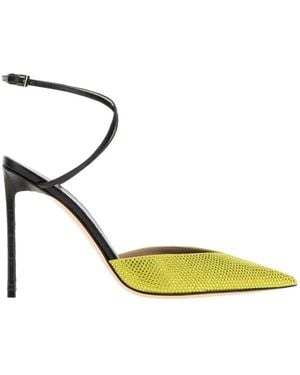 Tom Ford Schoenen ,Veelkleurig ,Leer Crystal Stones Semi Shiny Stamped Croc Pump - Metallic